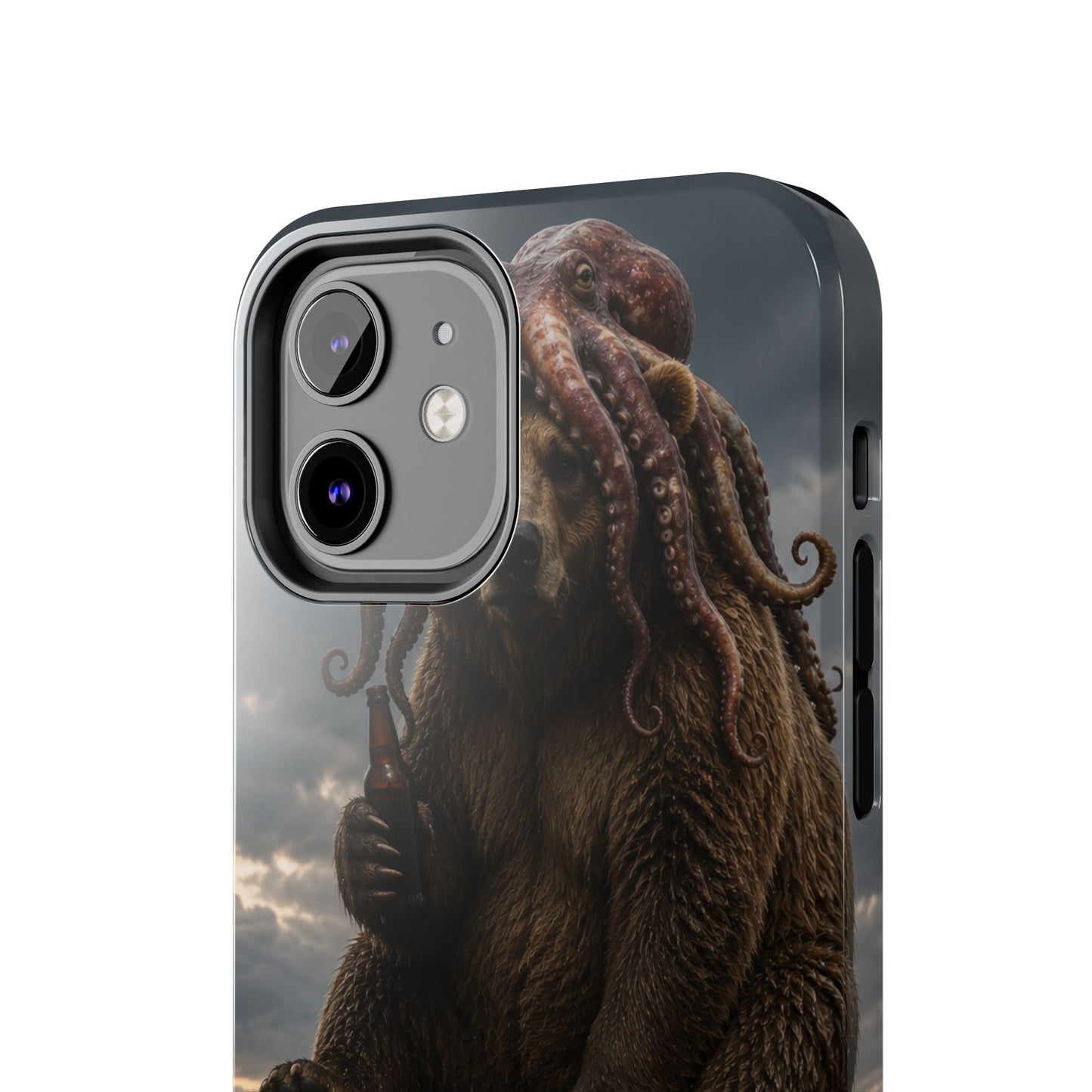 Tough Phone Case — Post‑Apocalyptic Bear with Octopus Helmet on Nuclear Bomb