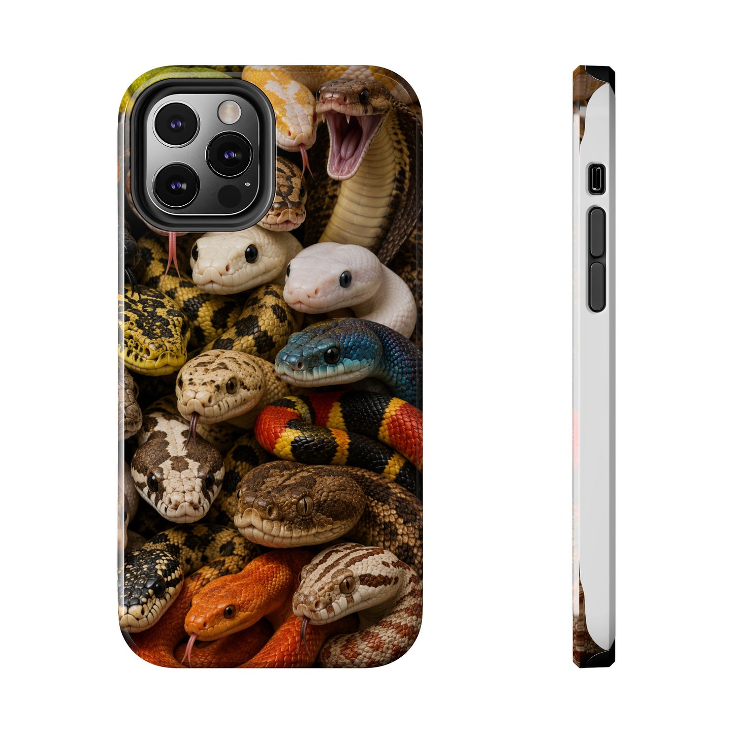 Snake Pattern Tough Phone Case — Colorful Snakes Protective Phone Cover