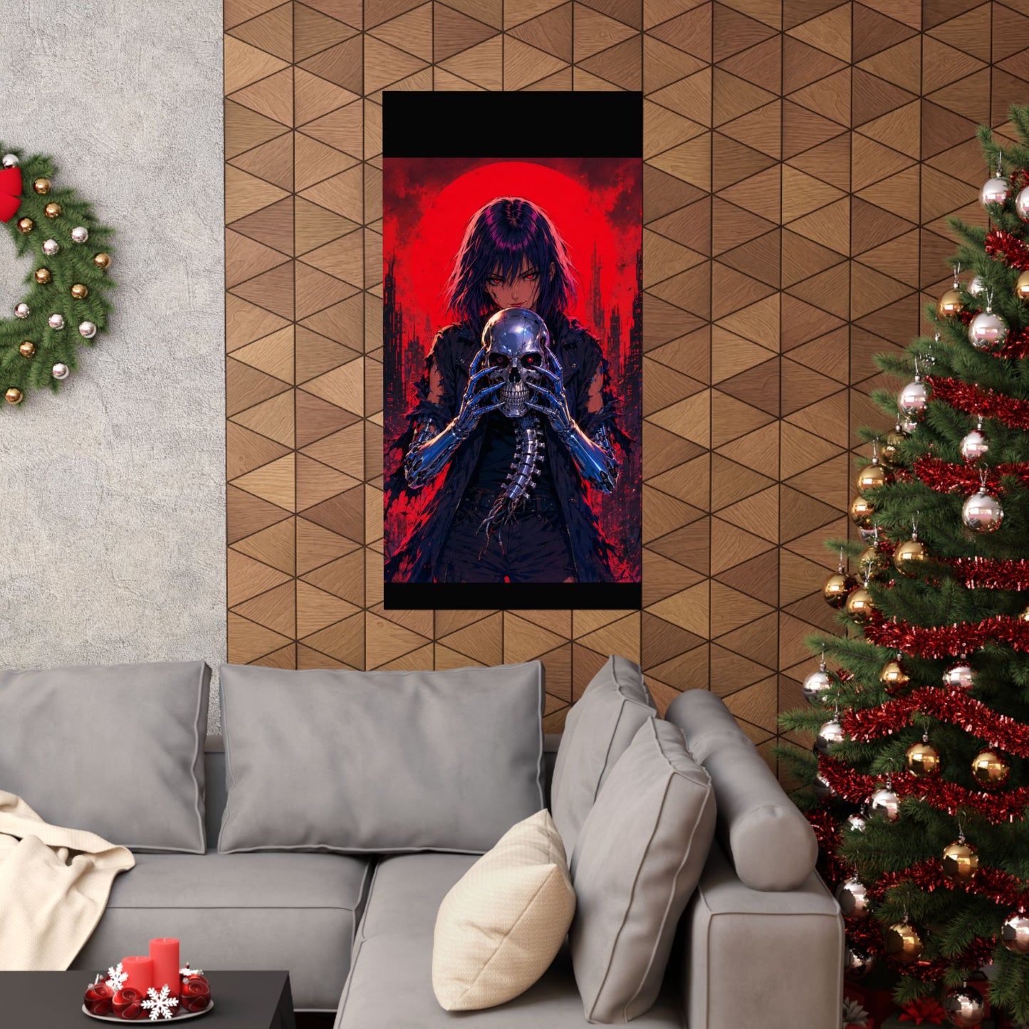 Metallic Souls Skull Poster — Gothic Anime Matte Vertical Wall Art