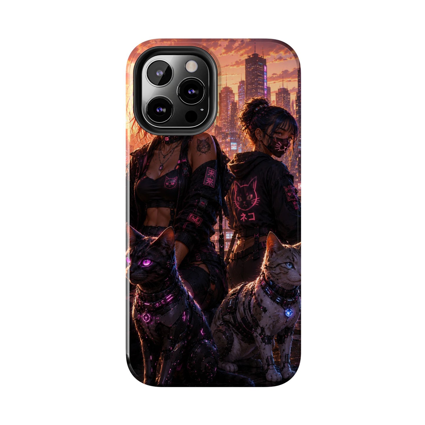 Cyberpunk Pack: Tough Phone Case with Neon Panther & City Sunset