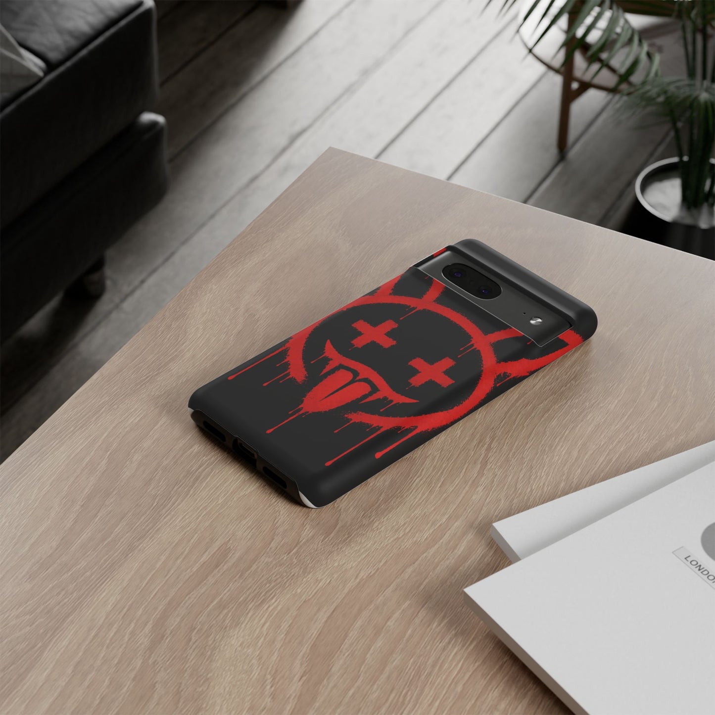 Phone Case - Metallic Souls Red Drip Smiley Graffiti Design