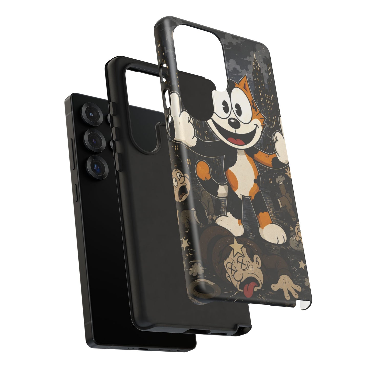 Vintage Cartoon Cat Phone Case — Edgy Felix-Style Illustration