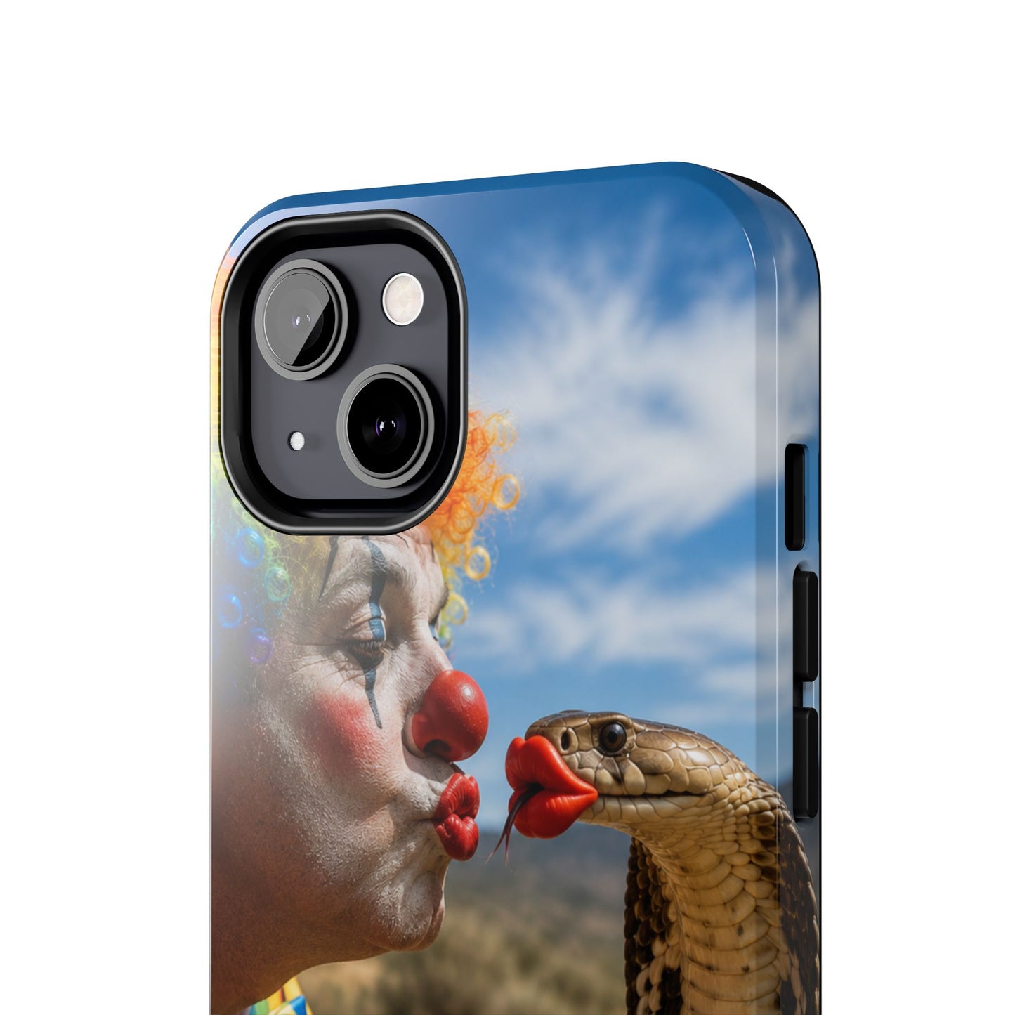 Clown & Cobra Tough Phone Case — Funny Kiss Design, Shockproof Protective Cover