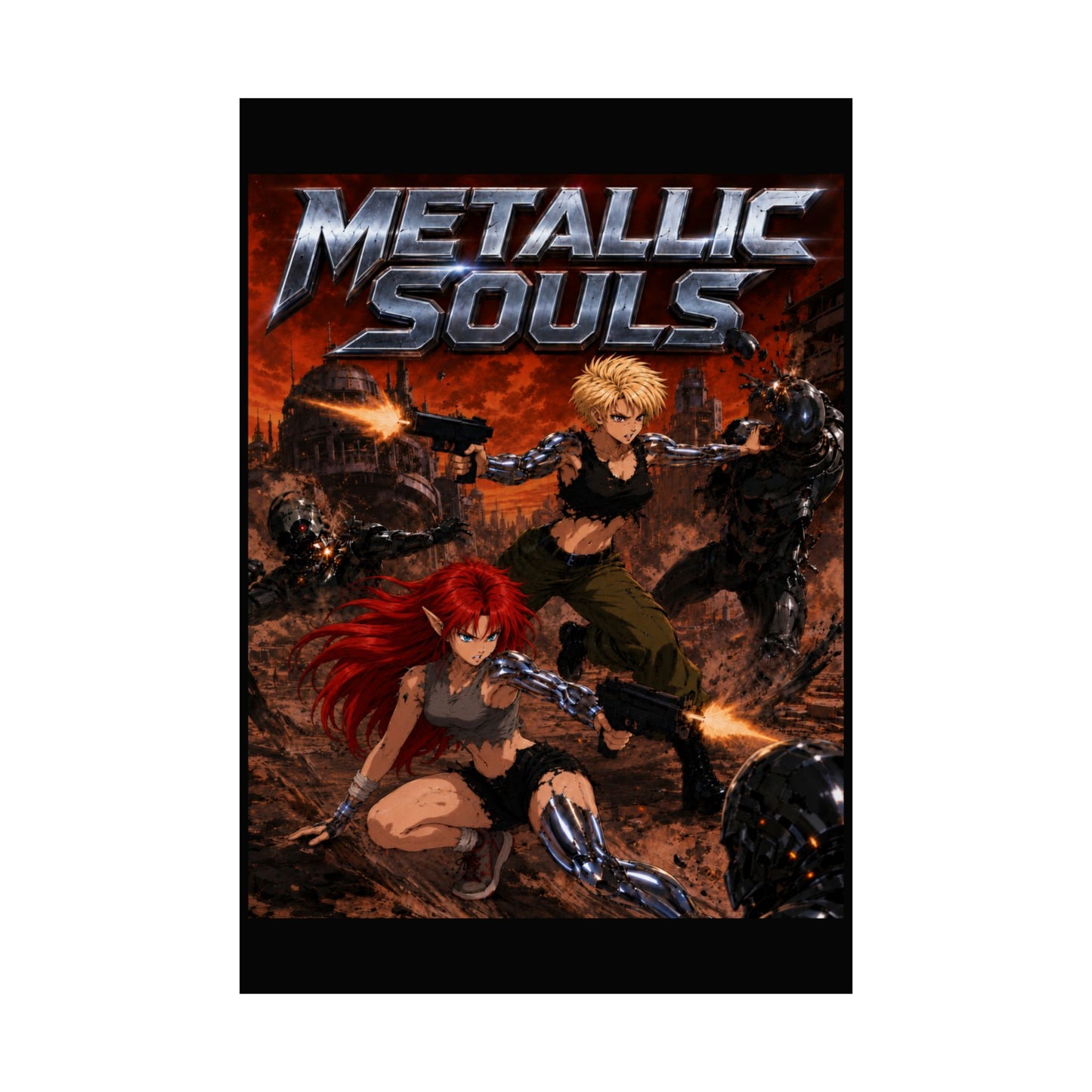 Metallic Souls Poster — Anime Sci‑Fi Action Matte Vertical Print