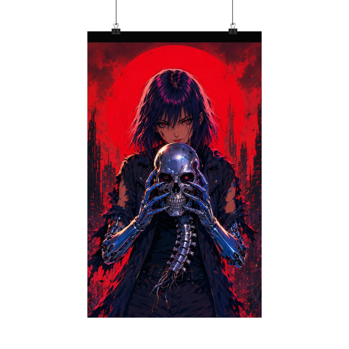Metallic Souls Skull Poster — Gothic Anime Matte Vertical Wall Art