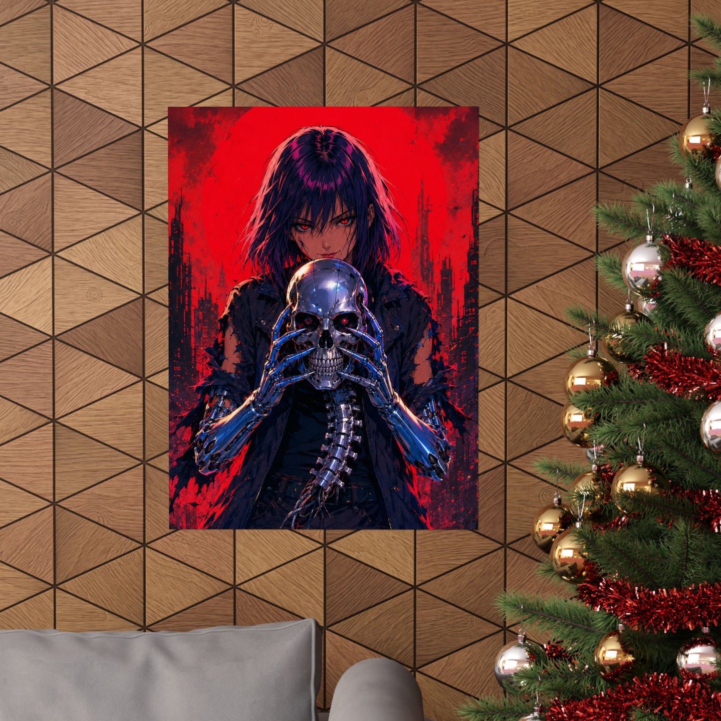 Metallic Souls Skull Poster — Gothic Anime Matte Vertical Wall Art