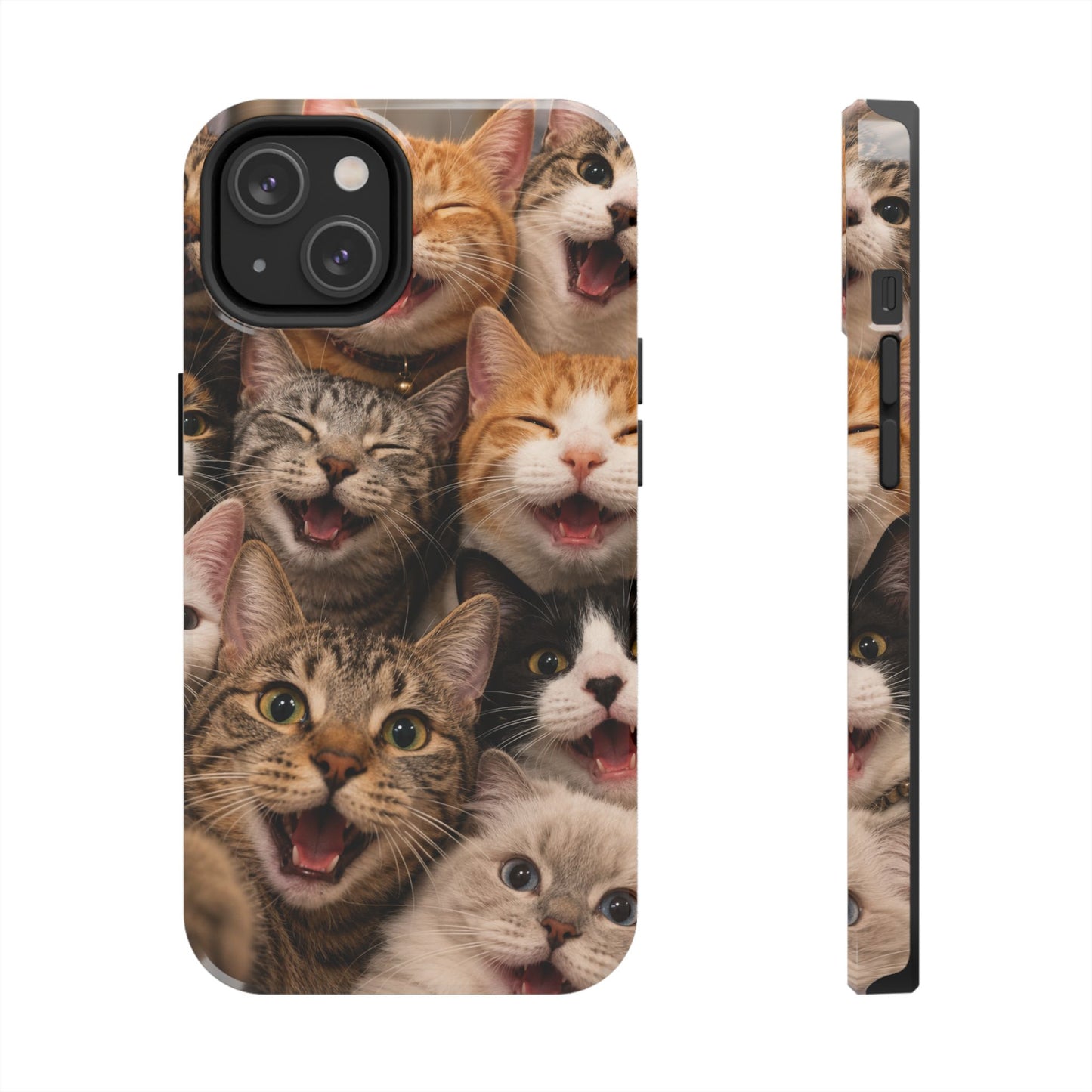 Tough Smiling Cats Collage Phone Case – Cute Cat Faces for iPhone