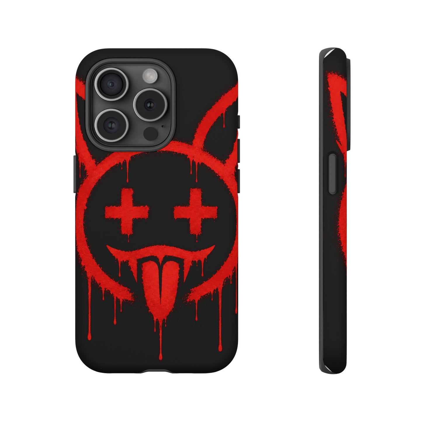 Phone Case - Metallic Souls Red Drip Smiley Graffiti Design