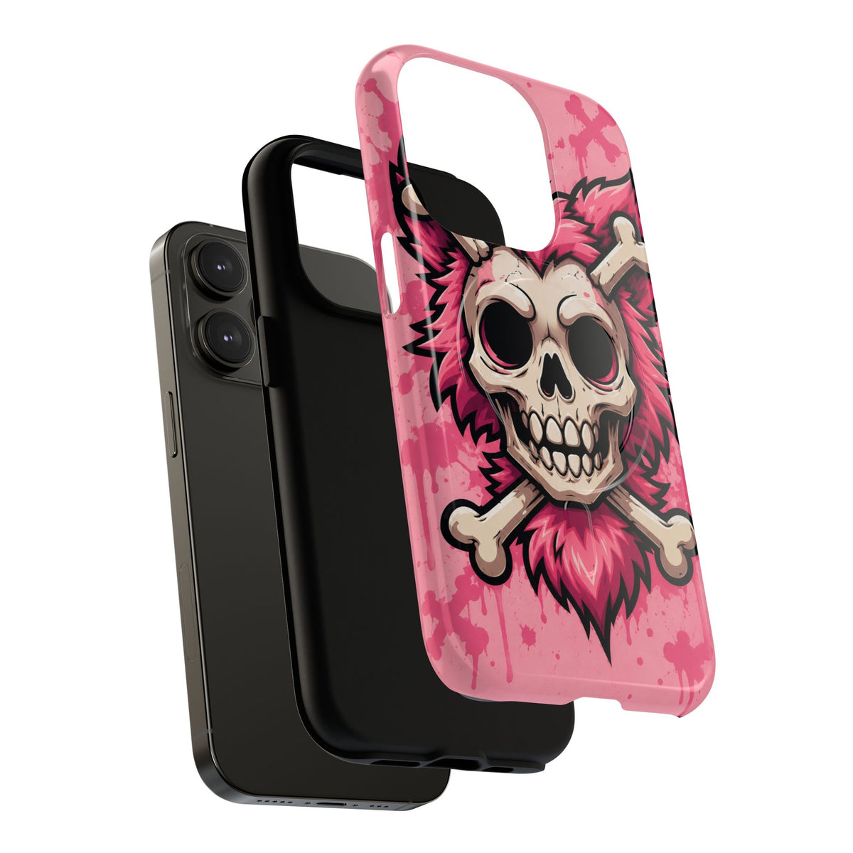 Pink Skull & Crossbones Tough Magnetic Phone Case — Punk Rock Protective Cover
