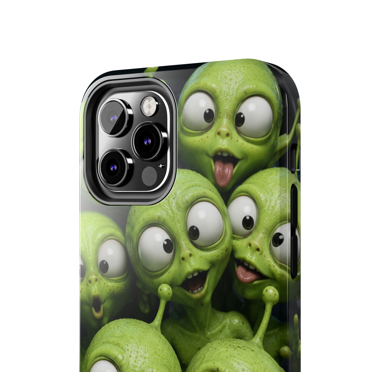 Alien Selfie Tough Phone Case — Cute Green Cartoon Aliens Protective Cover