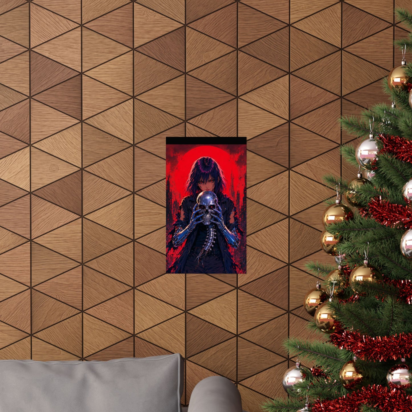 Metallic Souls Skull Poster — Gothic Anime Matte Vertical Wall Art