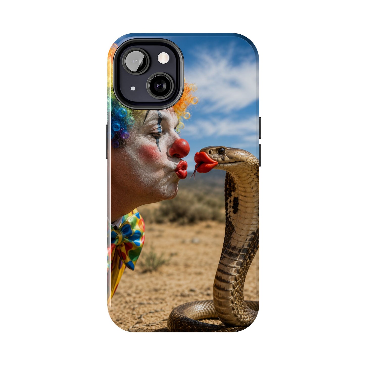 Clown & Cobra Tough Phone Case — Funny Kiss Design, Shockproof Protective Cover