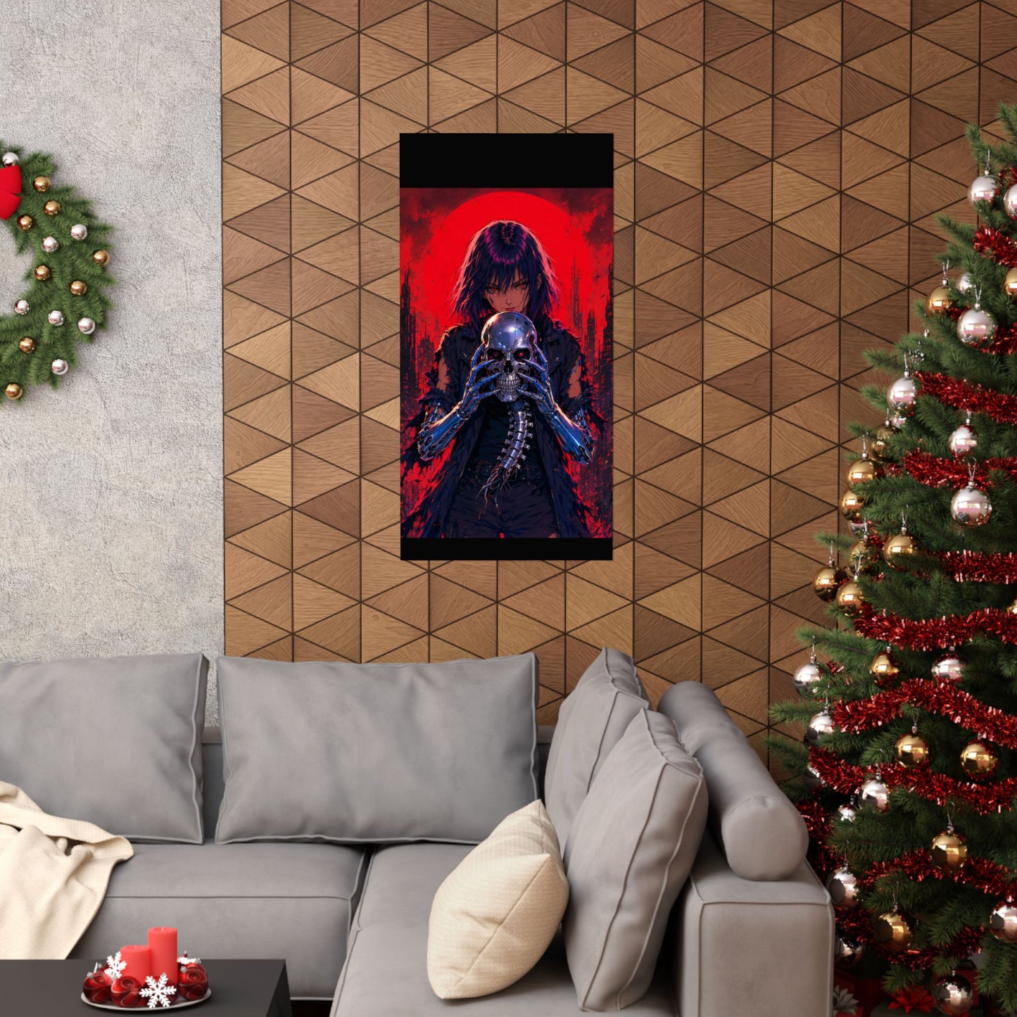 Metallic Souls Skull Poster — Gothic Anime Matte Vertical Wall Art