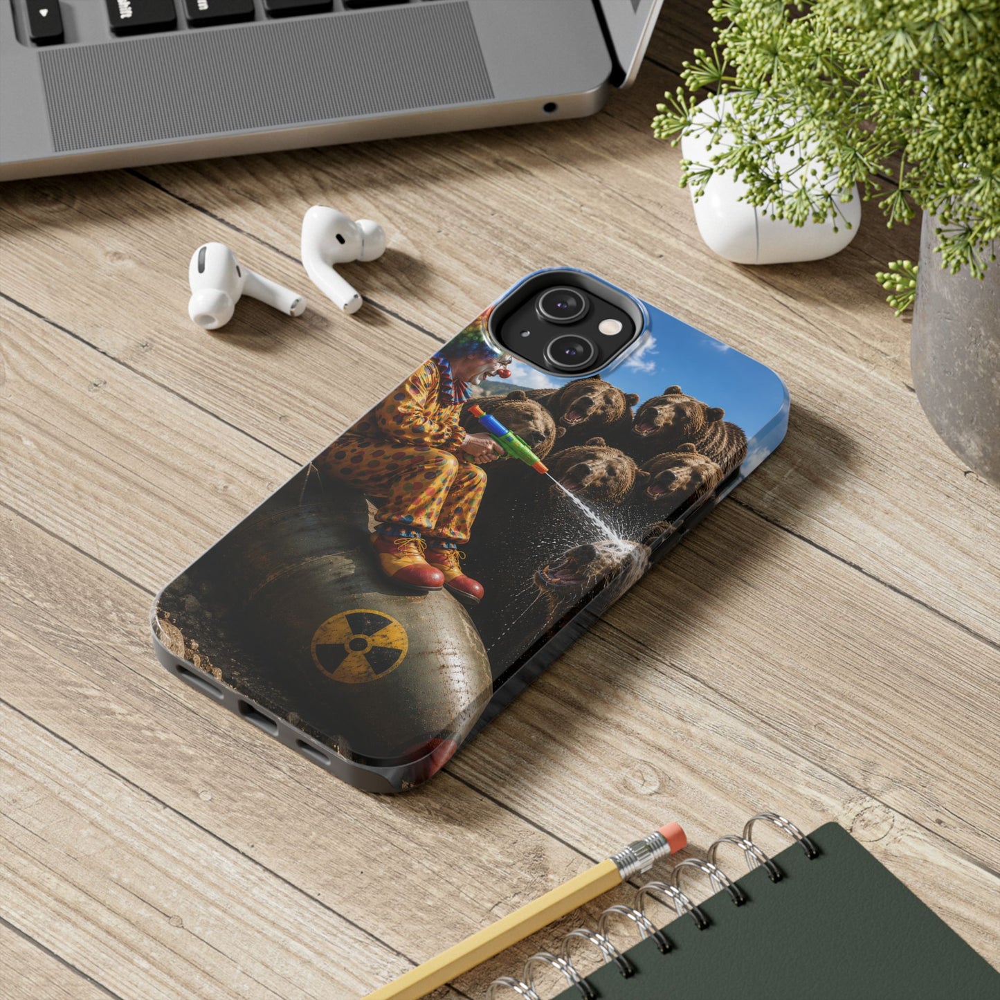 Tough Phone Case — Surreal Clown vs. Bears Protective Phone Cover
