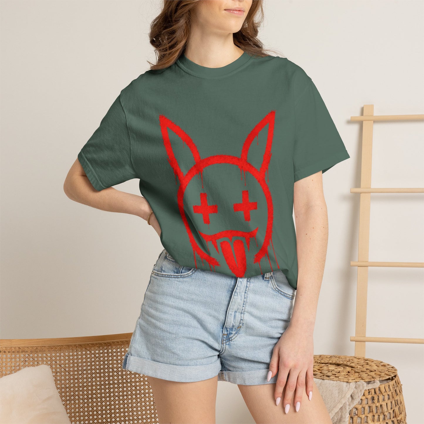 Metallic Souls Graffiti Bunny Heavyweight Streetwear T-Shirt