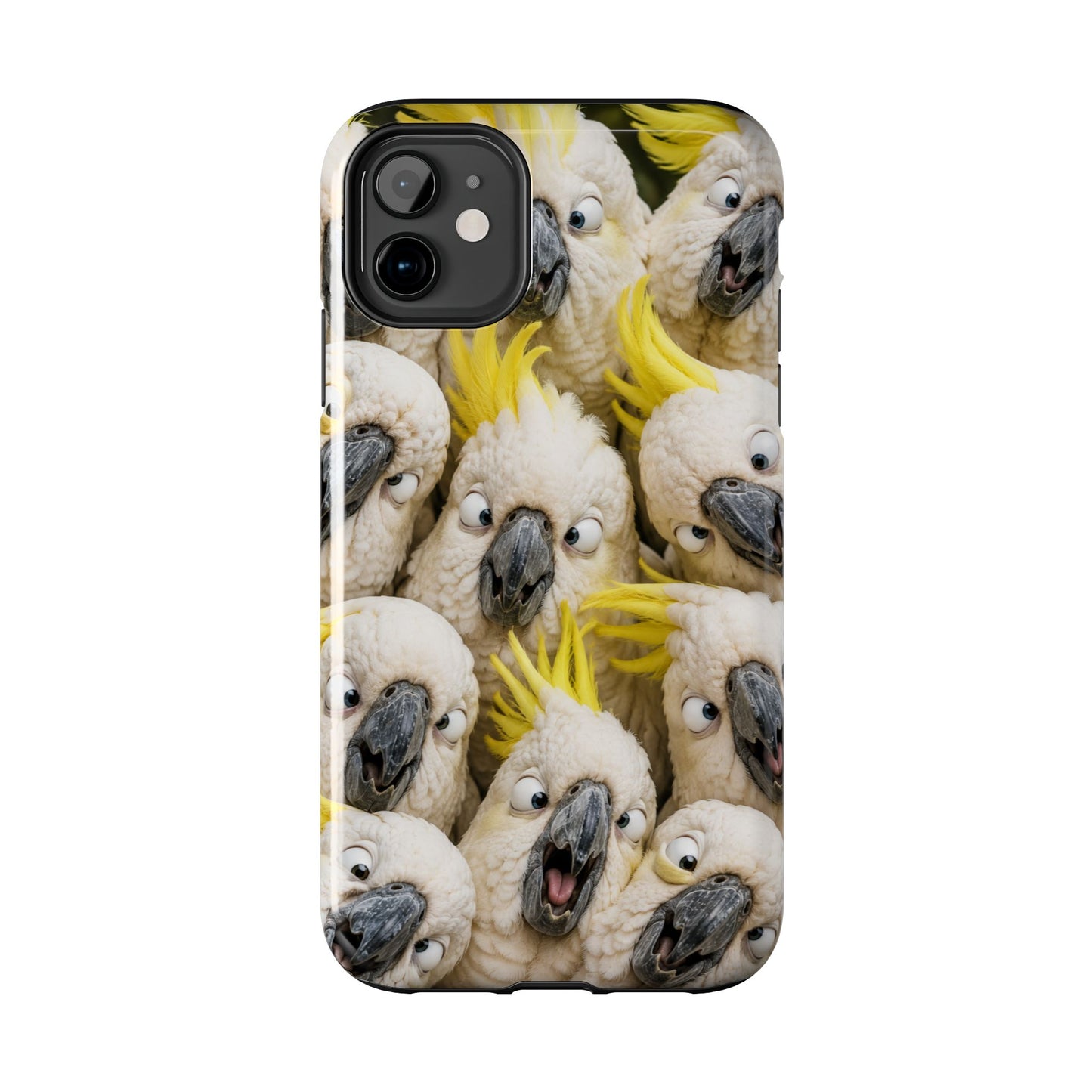 Cockatoo Collage Tough Phone Case — Funny Yellow Crested Bird Protective Phone Cover
