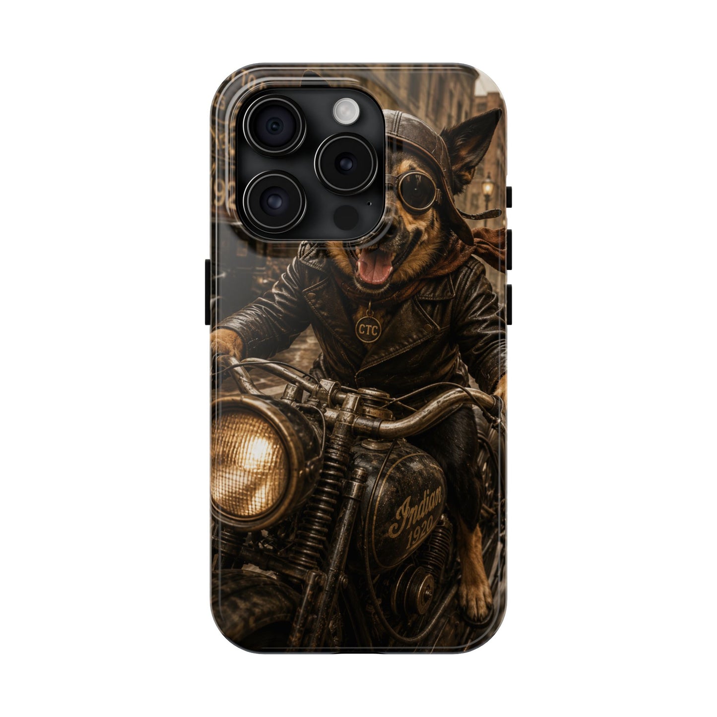 Phone Case — Biker Dog Riding Motorcycle Protective Tough Cover