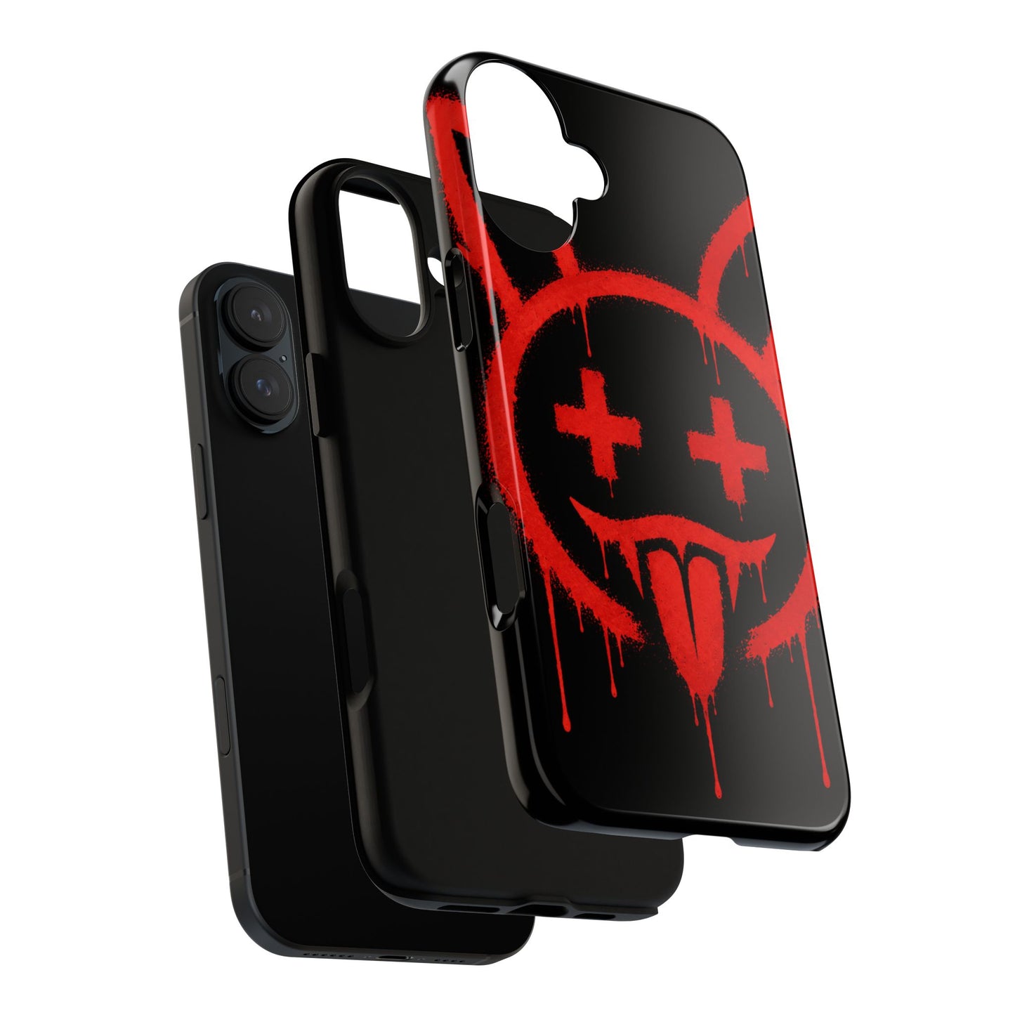 Phone Case - Metallic Souls Red Drip Smiley Graffiti Design