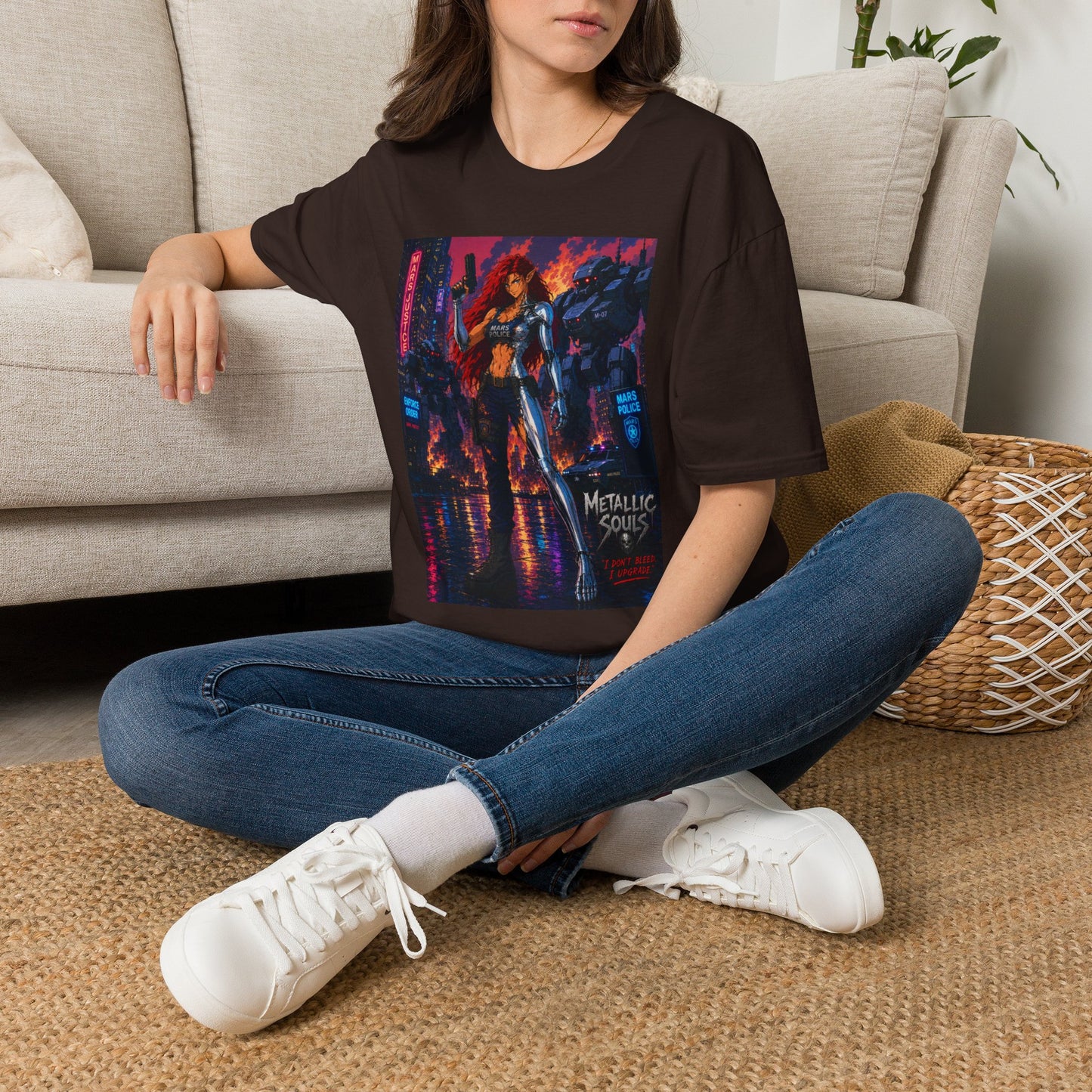 Cyberpunk Warrior T‑Shirt — 'Metallic Soul' Futuristic Anime Graphic