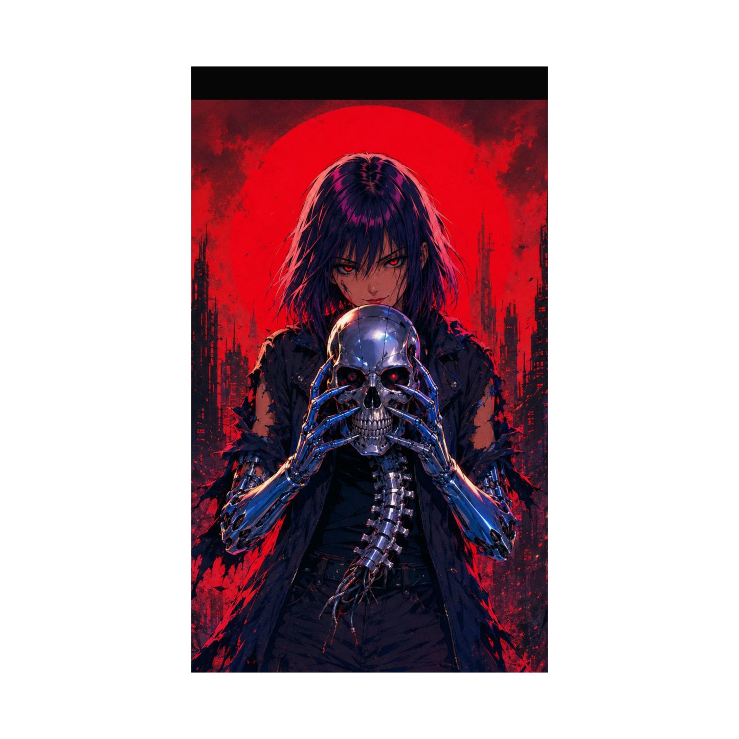 Metallic Souls Skull Poster — Gothic Anime Matte Vertical Wall Art