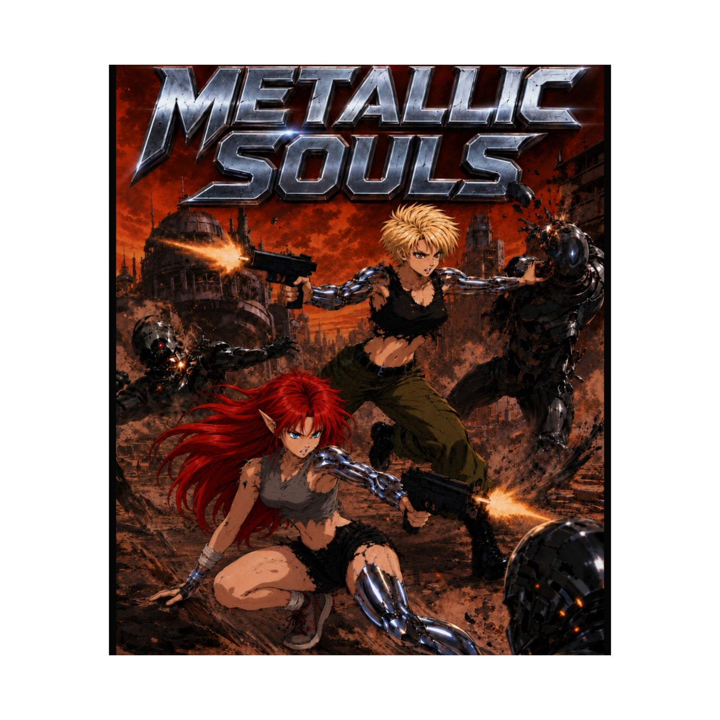 Metallic Souls Poster — Anime Sci‑Fi Action Matte Vertical Print