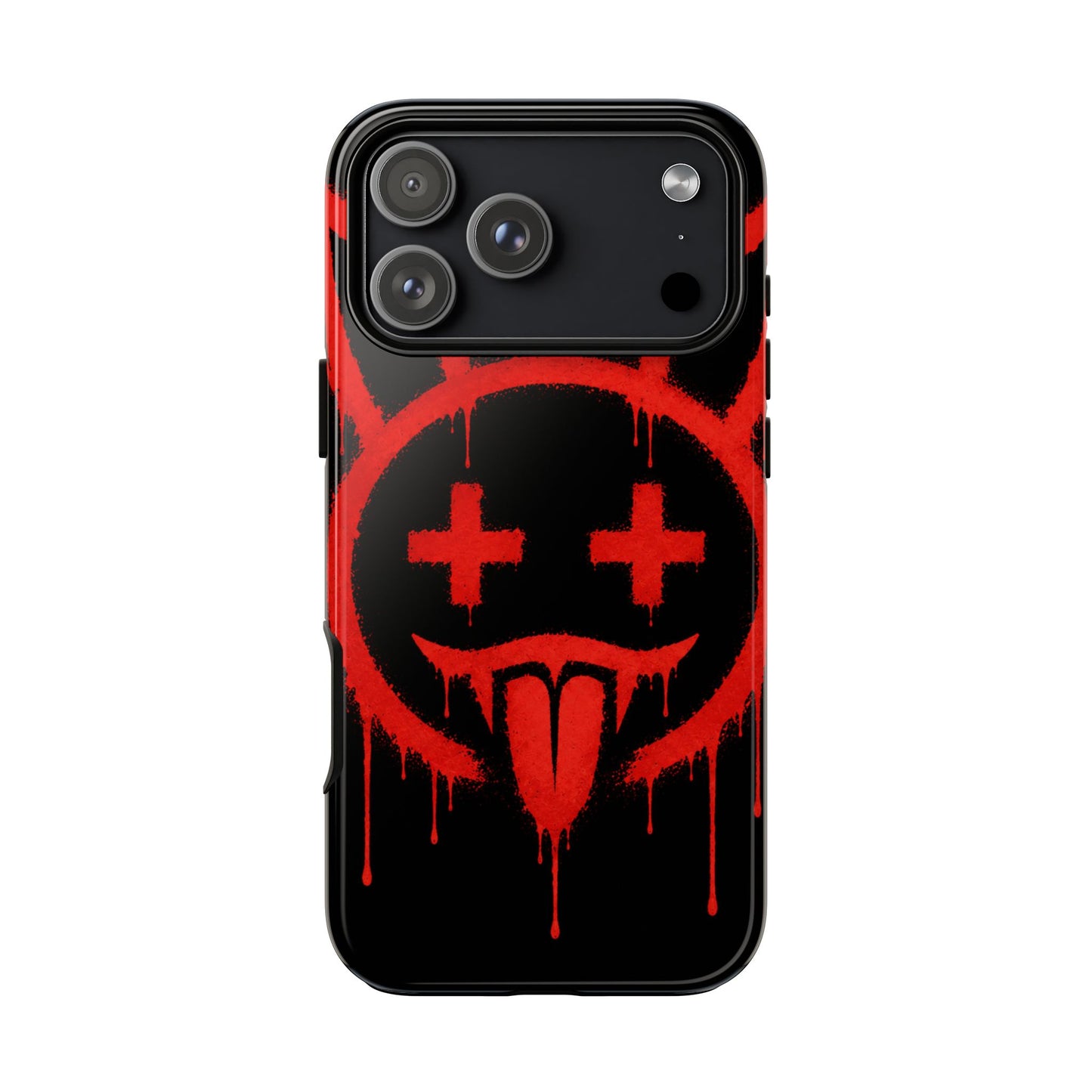Phone Case - Metallic Souls Red Drip Smiley Graffiti Design