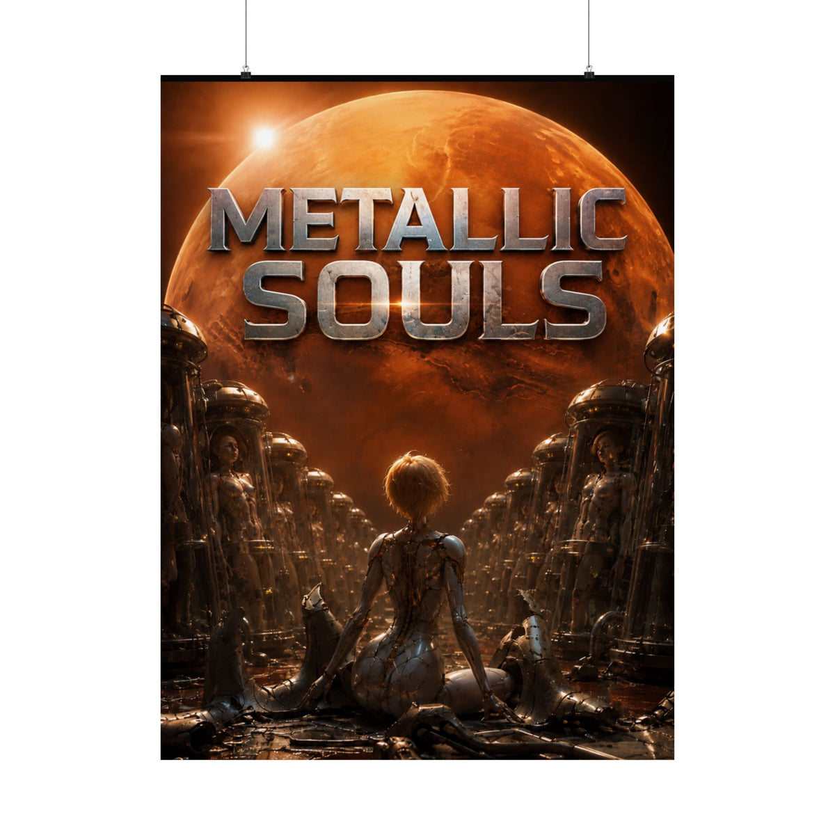 Metallic Souls Matte Poster — Sci‑Fi Planet Artwork