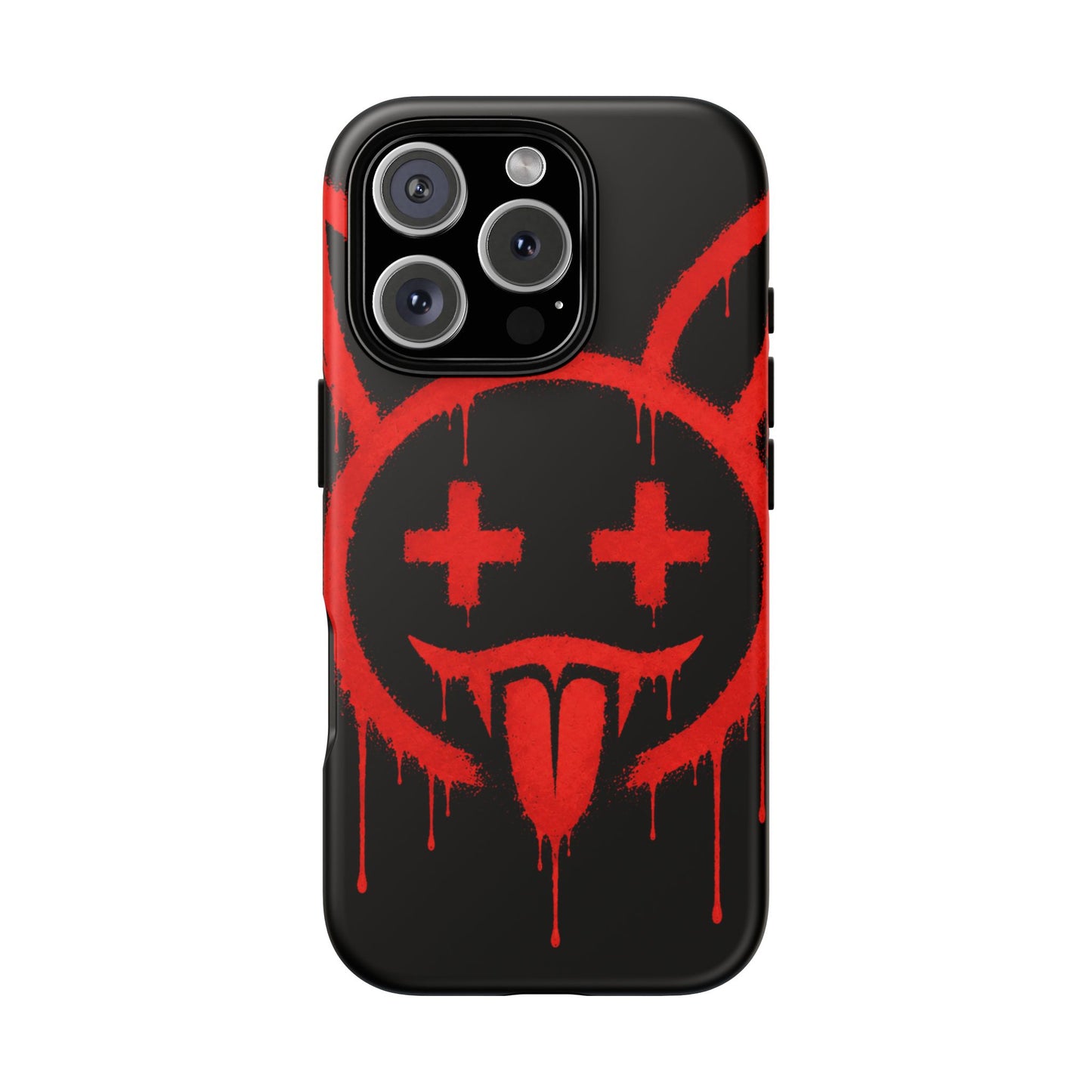 Phone Case - Metallic Souls Red Drip Smiley Graffiti Design