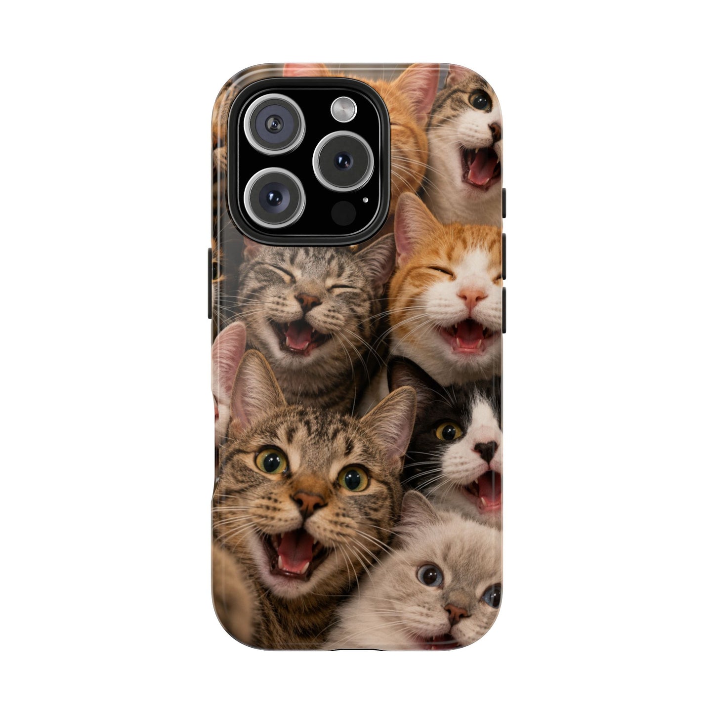 Tough Smiling Cats Collage Phone Case – Cute Cat Faces for iPhone