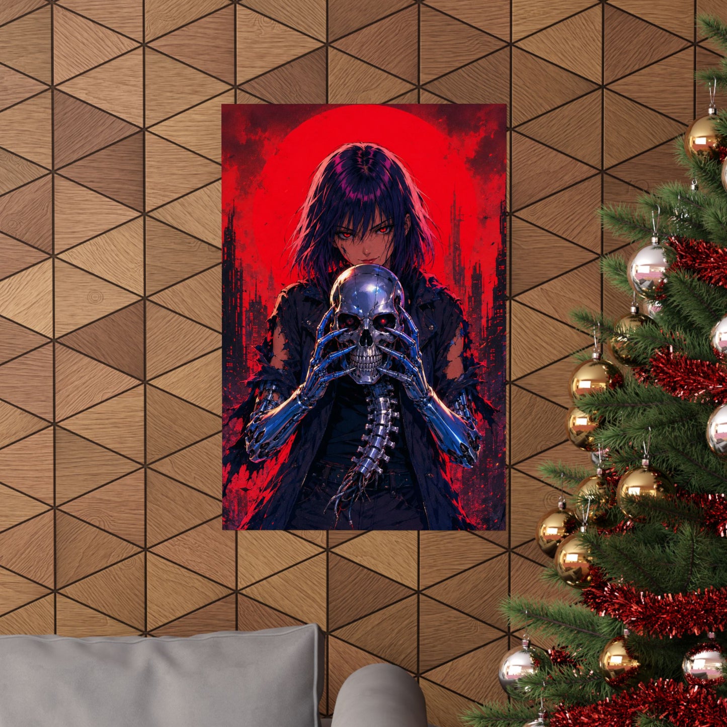 Metallic Souls Skull Poster — Gothic Anime Matte Vertical Wall Art