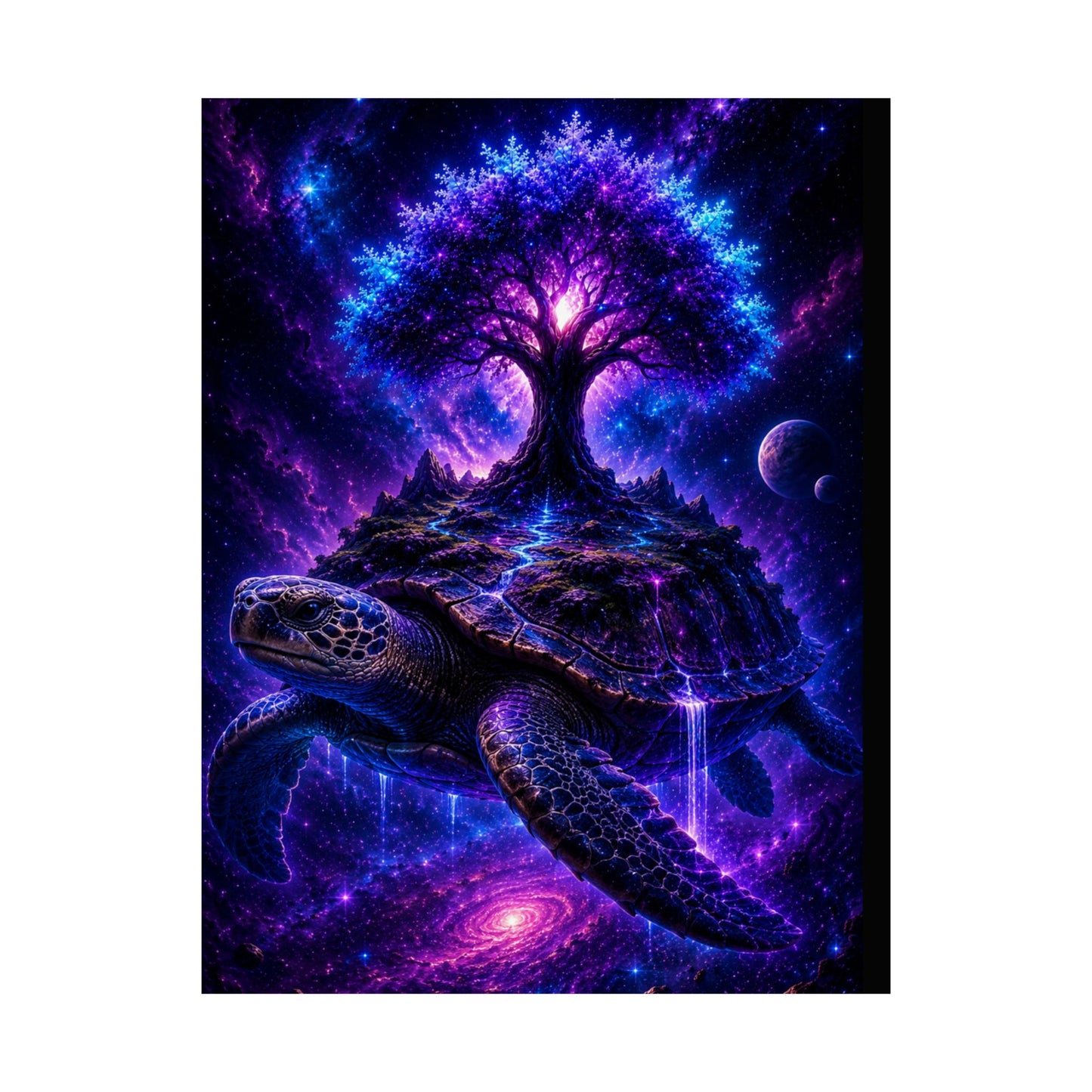 Cosmic Turtle Poster — Mystic Tree on Turtle Shell Matte Vertical Wall Art
