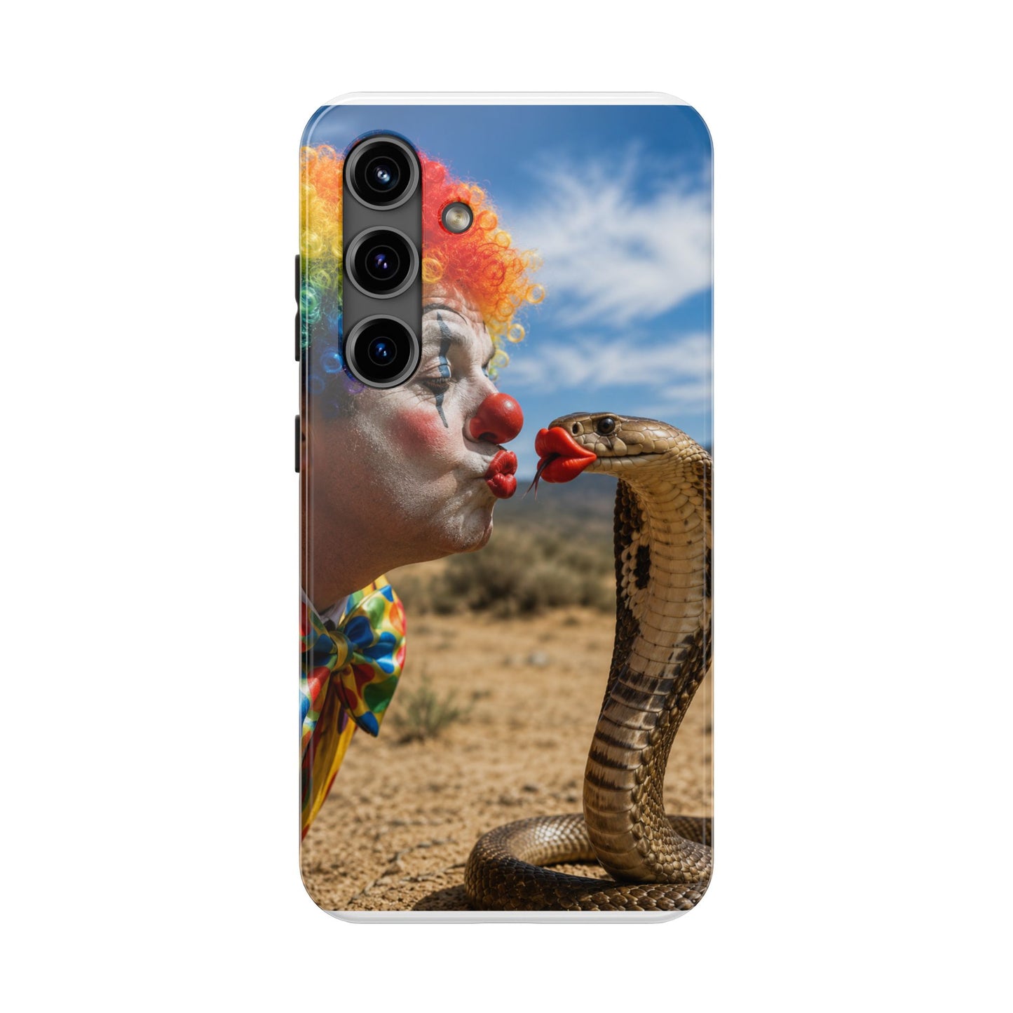 Clown & Cobra Tough Phone Case — Funny Kiss Design, Shockproof Protective Cover