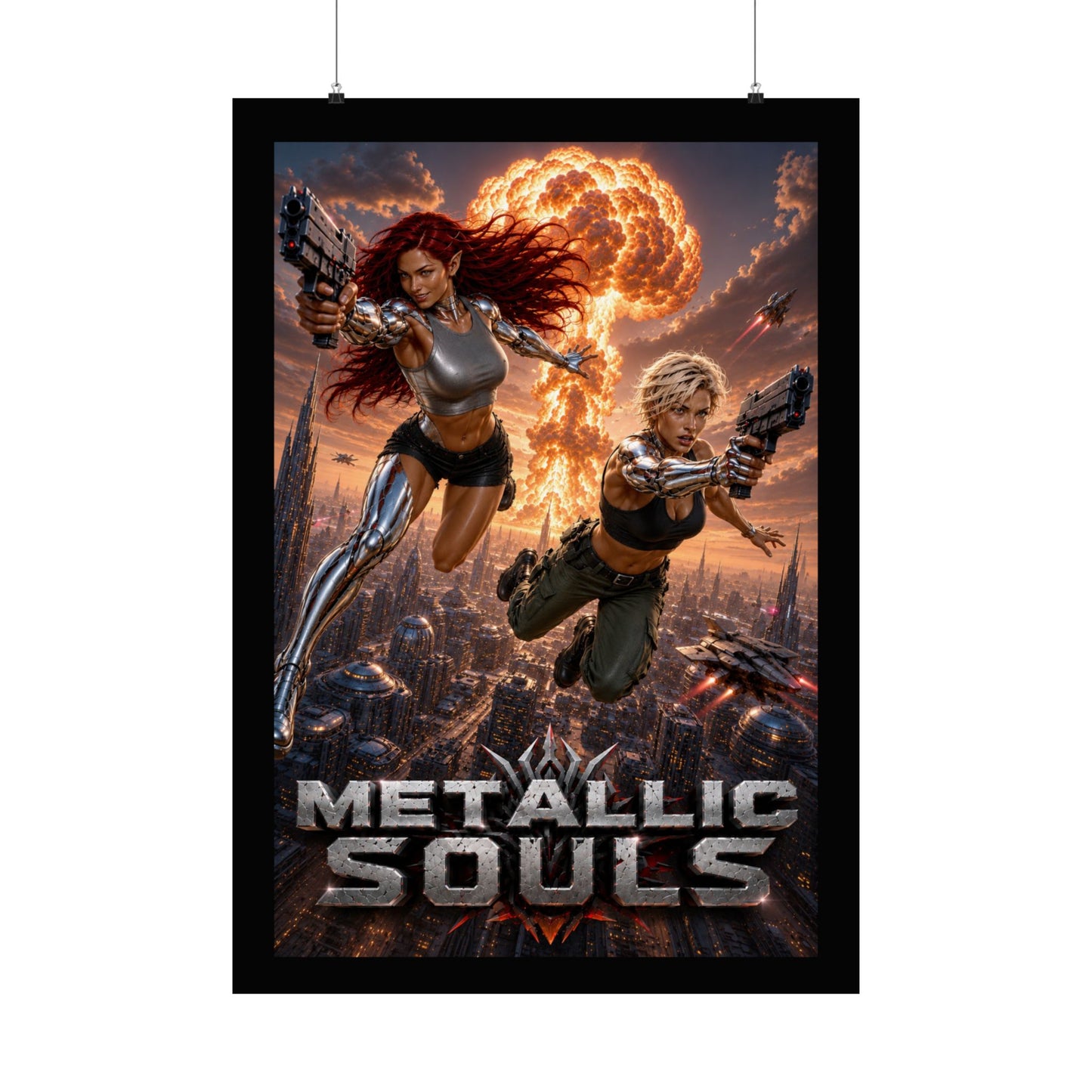 Metallic Souls Sci‑Fi Poster — Action Cyberpunk Movie Art