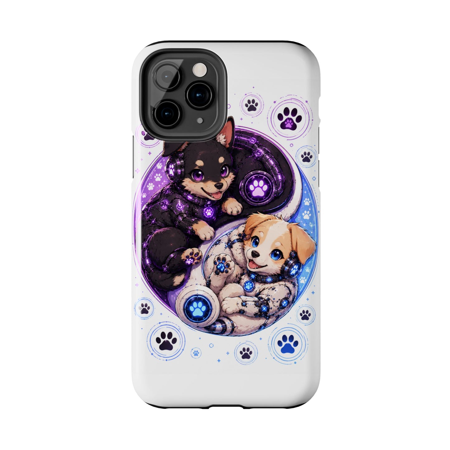 Yin Yang Puppy Tough Phone Case — Cute Paw Print Dog Protector