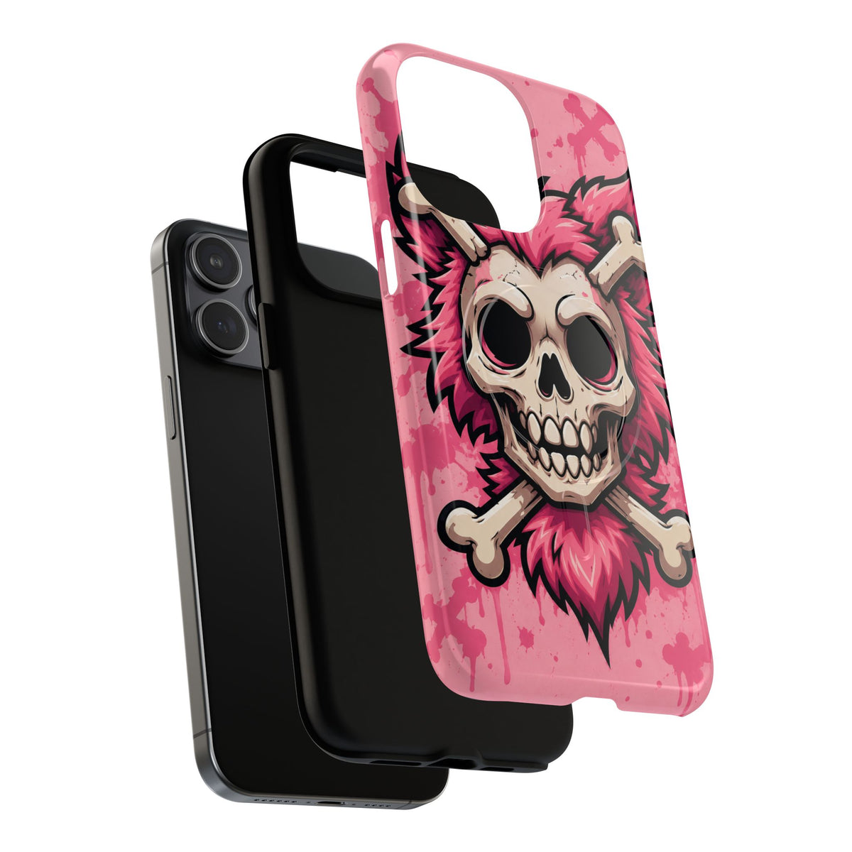 Pink Skull & Crossbones Tough Magnetic Phone Case — Punk Rock Protective Cover