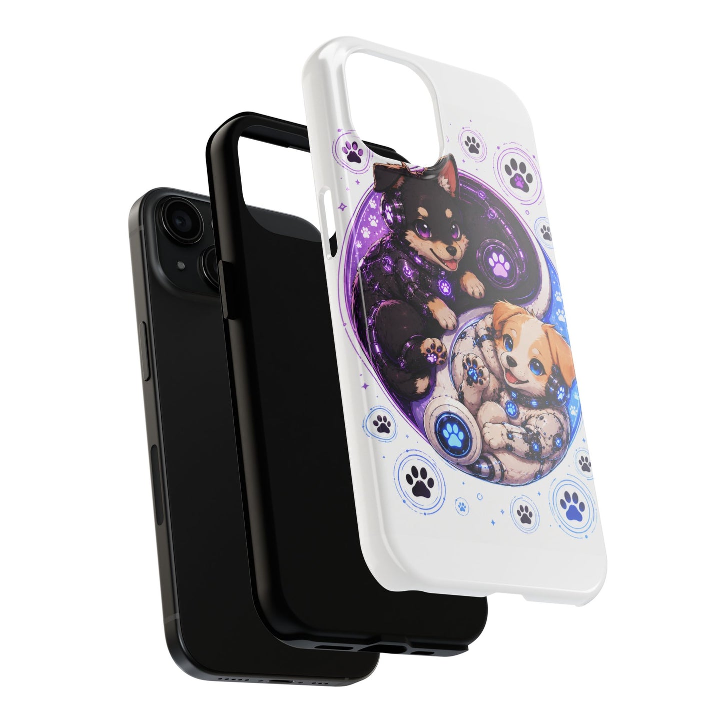 Yin Yang Puppy Tough Phone Case — Cute Paw Print Dog Protector