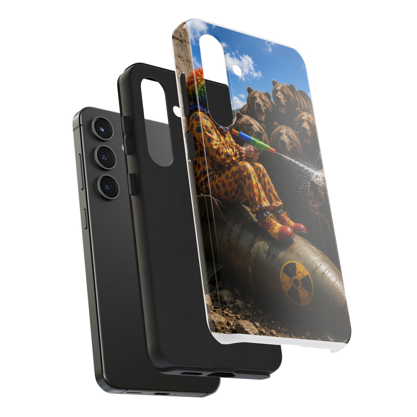 Tough Phone Case — Surreal Clown vs. Bears Protective Phone Cover