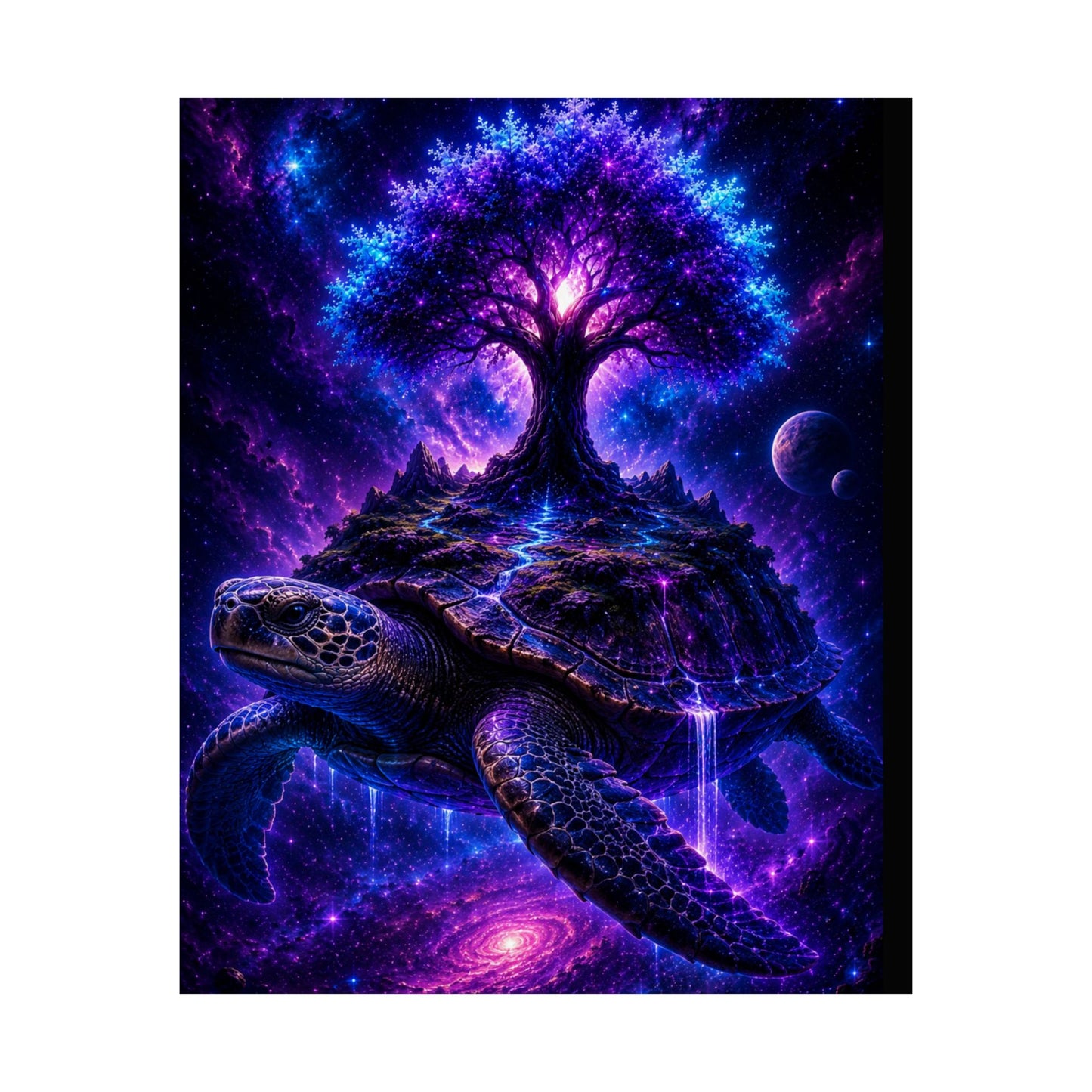 Cosmic Turtle Poster — Mystic Tree on Turtle Shell Matte Vertical Wall Art