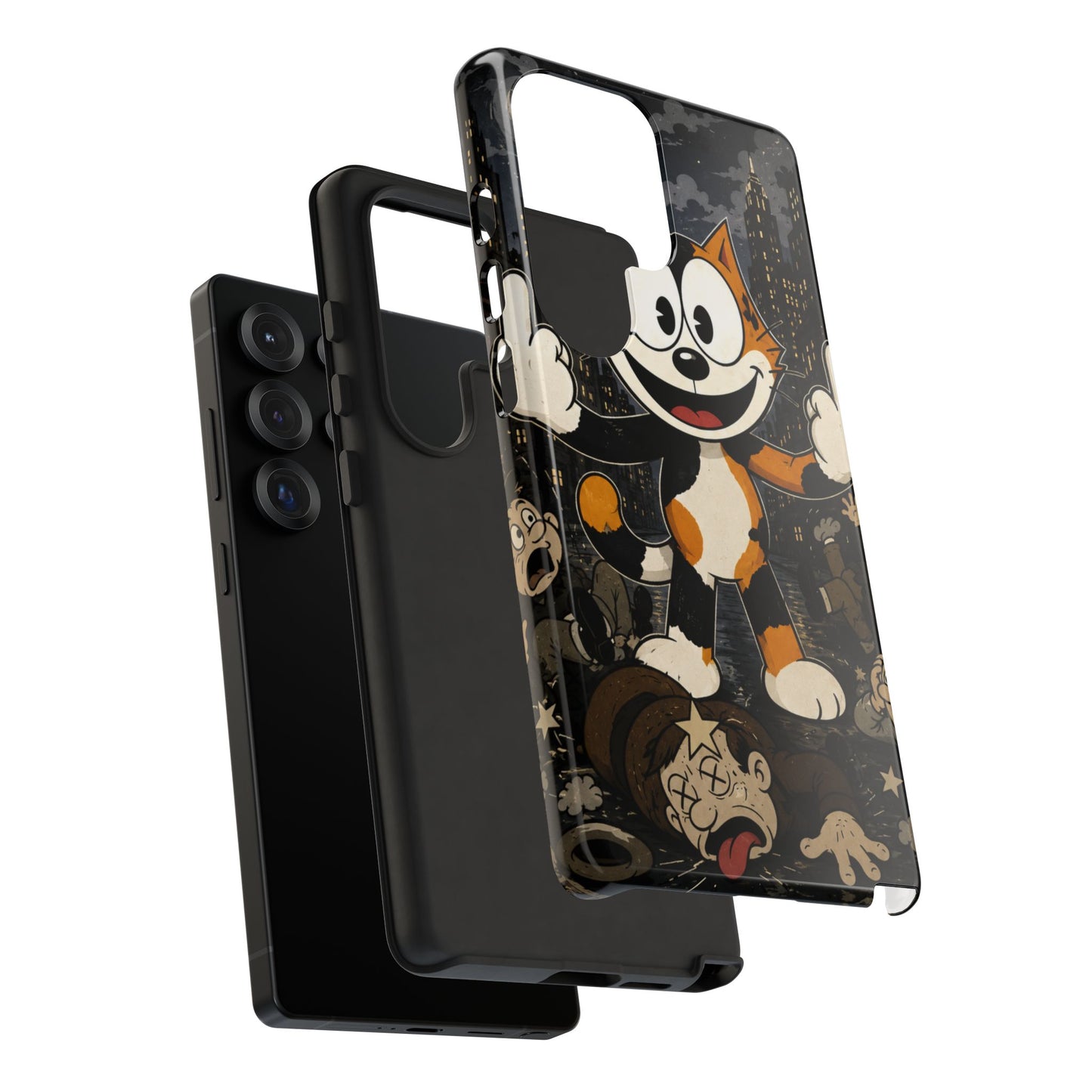 Vintage Cartoon Cat Phone Case — Edgy Felix-Style Illustration