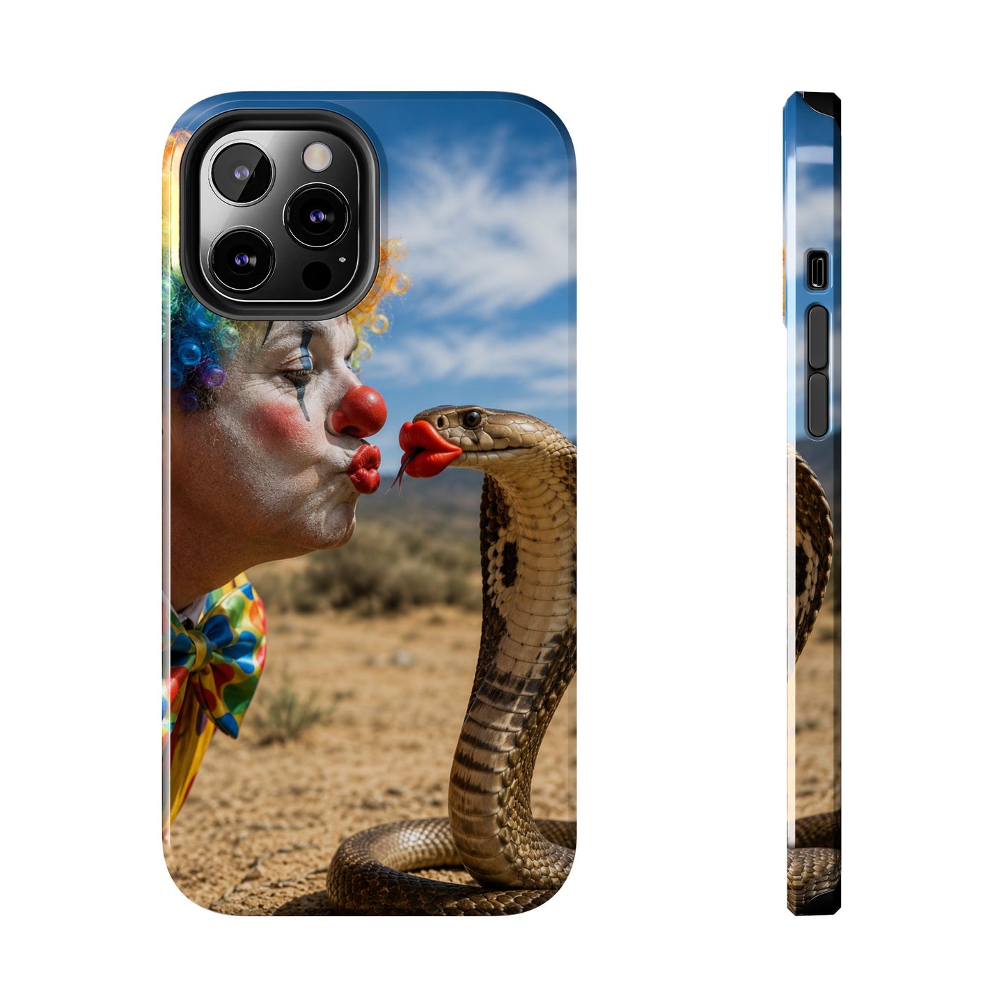 Clown & Cobra Tough Phone Case — Funny Kiss Design, Shockproof Protective Cover
