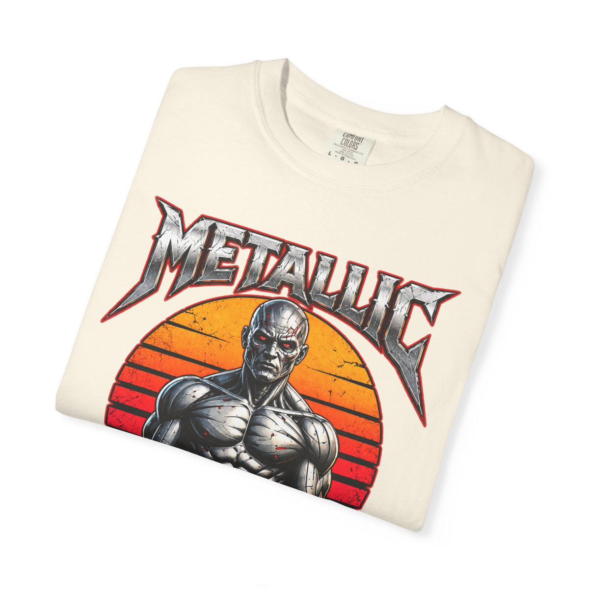 Metallic Souls T-Shirt — Retro Sunset Muscular Warrior Graphic Tee