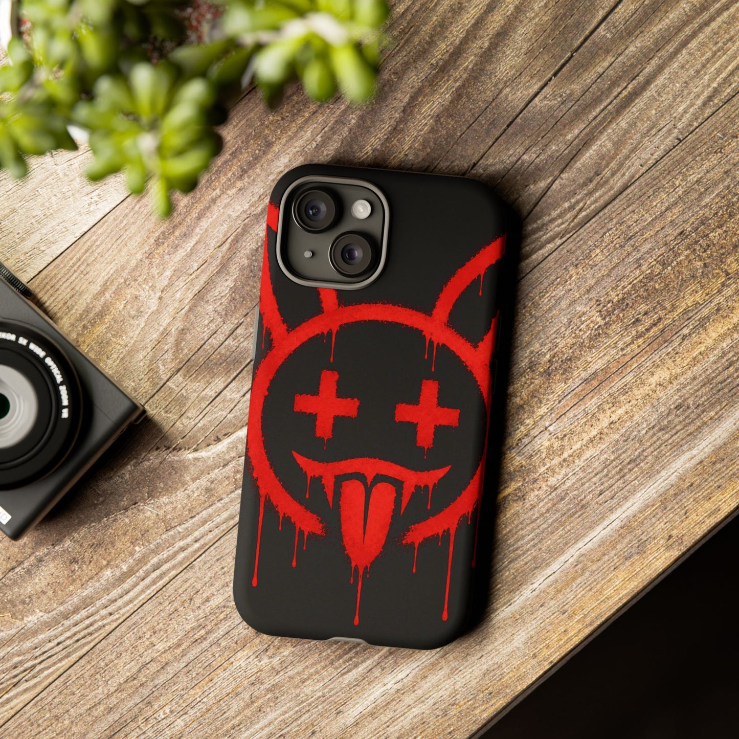 Phone Case - Metallic Souls Red Drip Smiley Graffiti Design