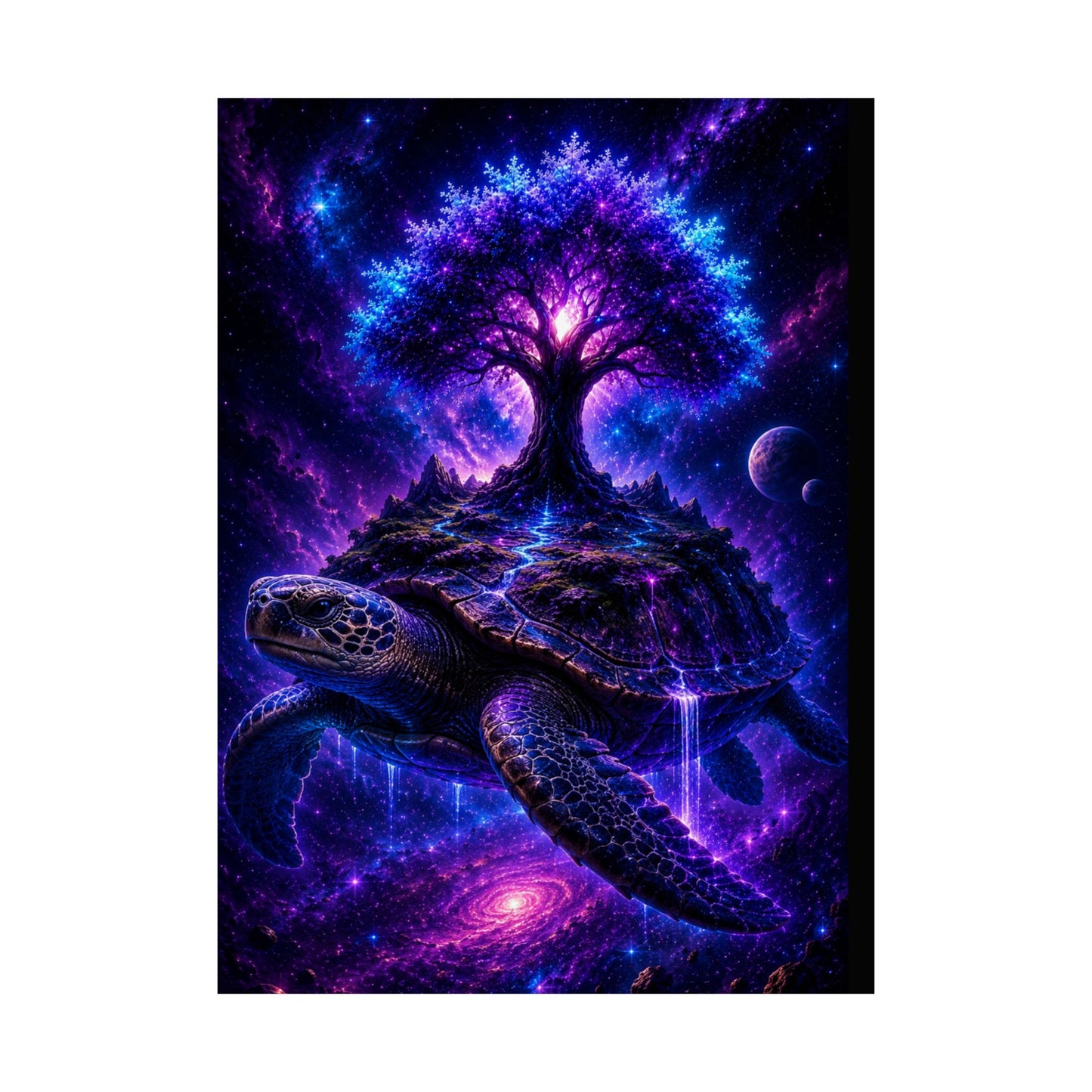 Cosmic Turtle Poster — Mystic Tree on Turtle Shell Matte Vertical Wall Art