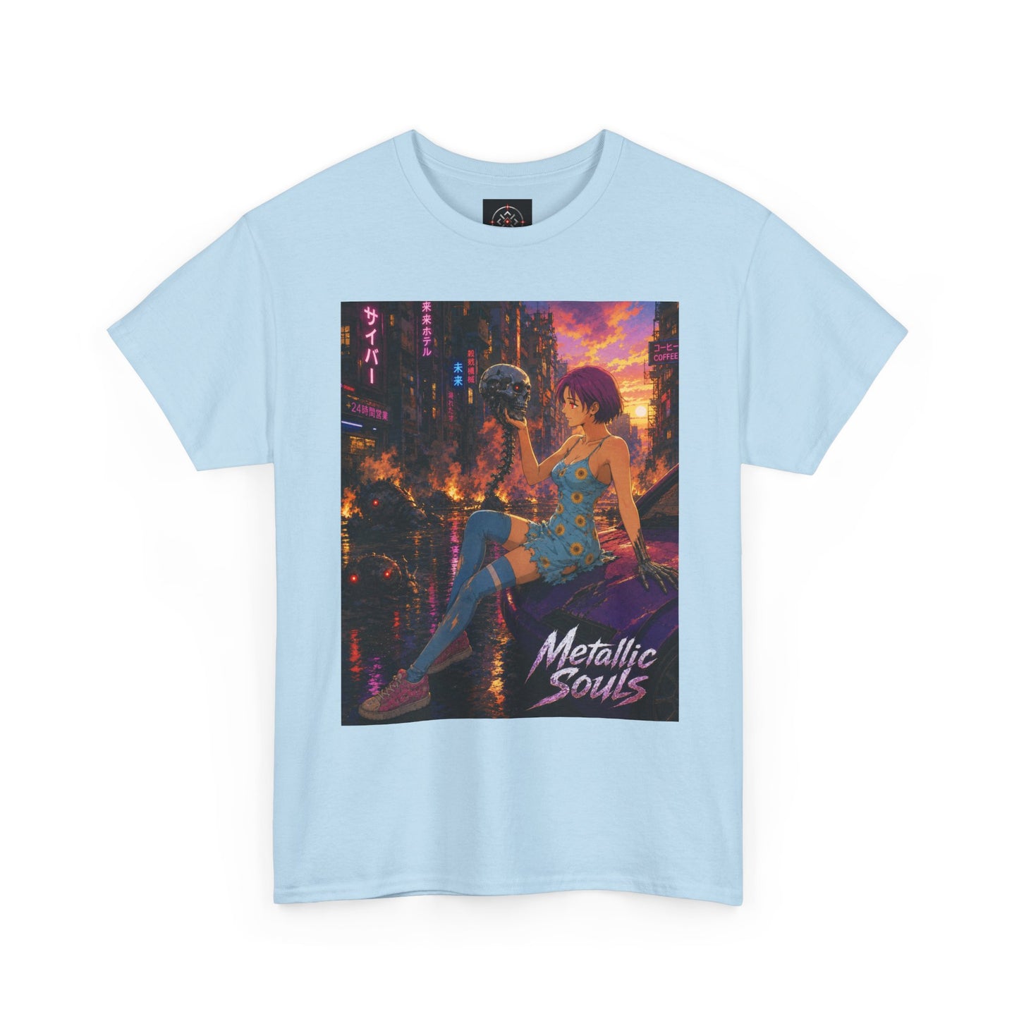Metallic Souls Tee — Cyberpunk Anime Graphic T-Shirt