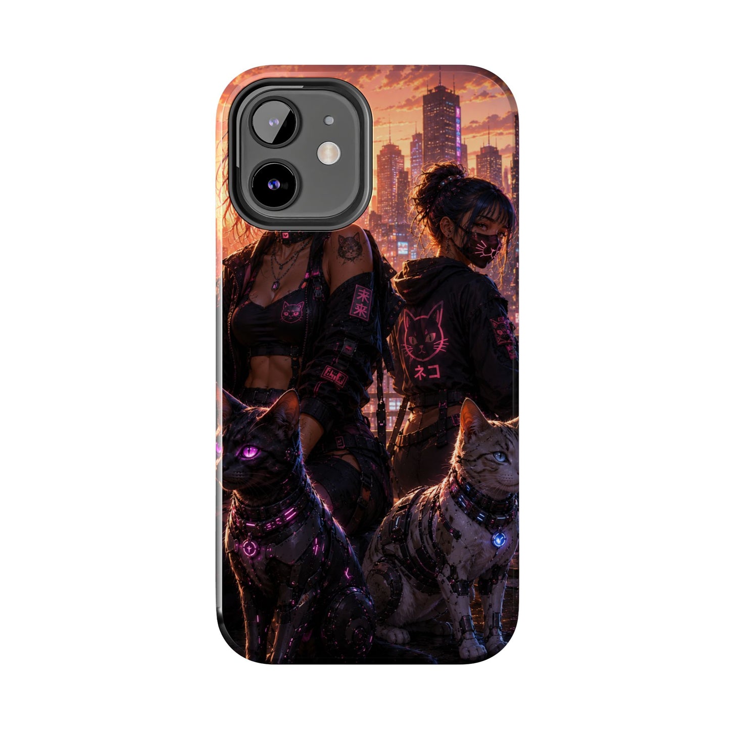 Cyberpunk Pack: Tough Phone Case with Neon Panther & City Sunset