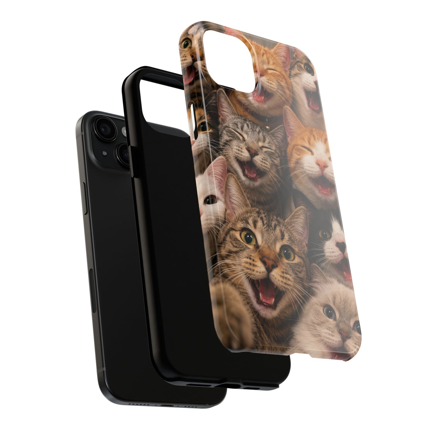 Tough Smiling Cats Collage Phone Case – Cute Cat Faces for iPhone