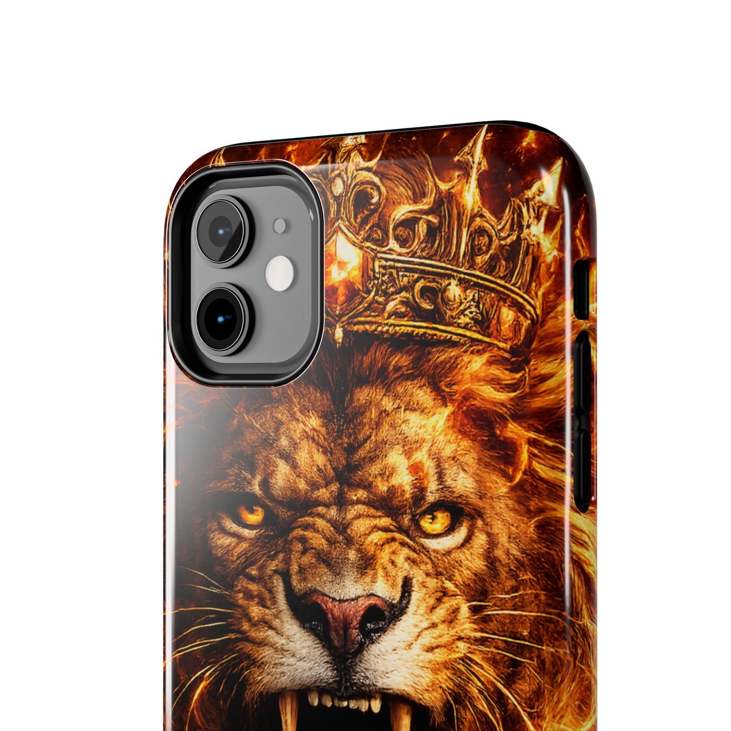 Fiery Lion King Tough Phone Case — Protective iPhone Case with Roaring Crown Design