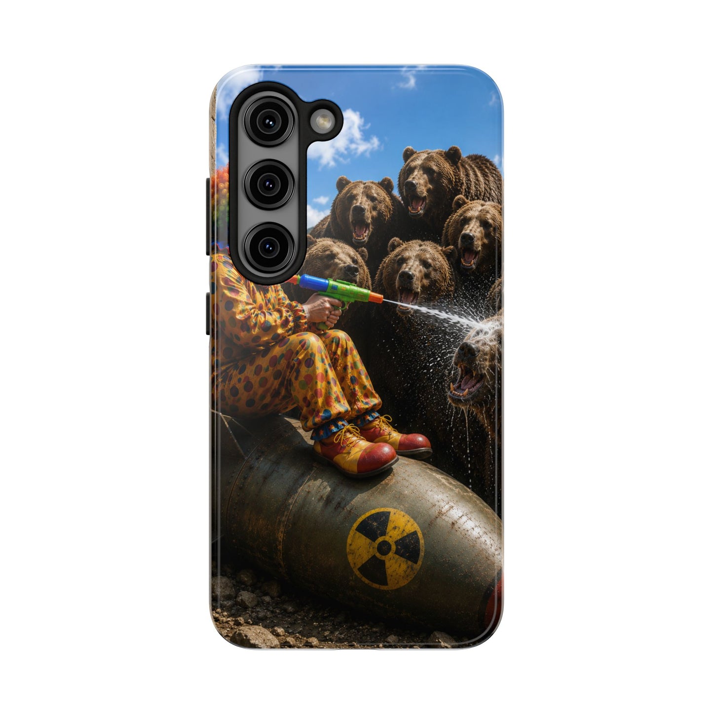 Tough Phone Case — Surreal Clown vs. Bears Protective Phone Cover
