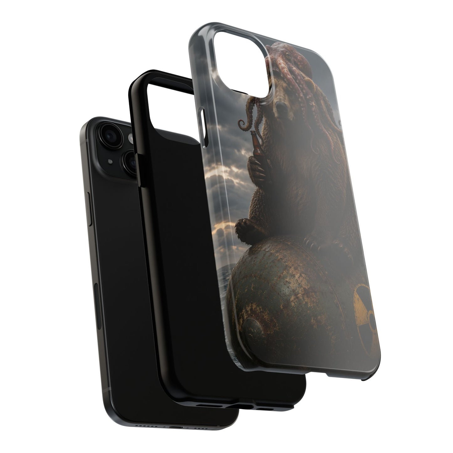 Tough Phone Case — Post‑Apocalyptic Bear with Octopus Helmet on Nuclear Bomb