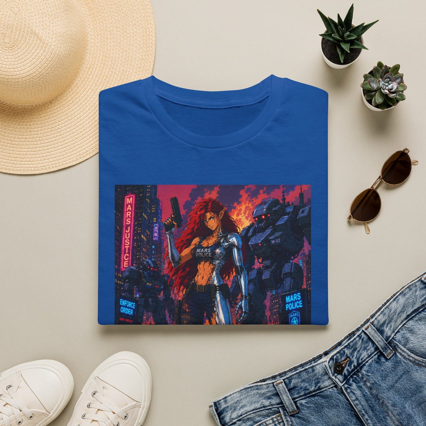 Cyberpunk Warrior T‑Shirt — 'Metallic Soul' Futuristic Anime Graphic